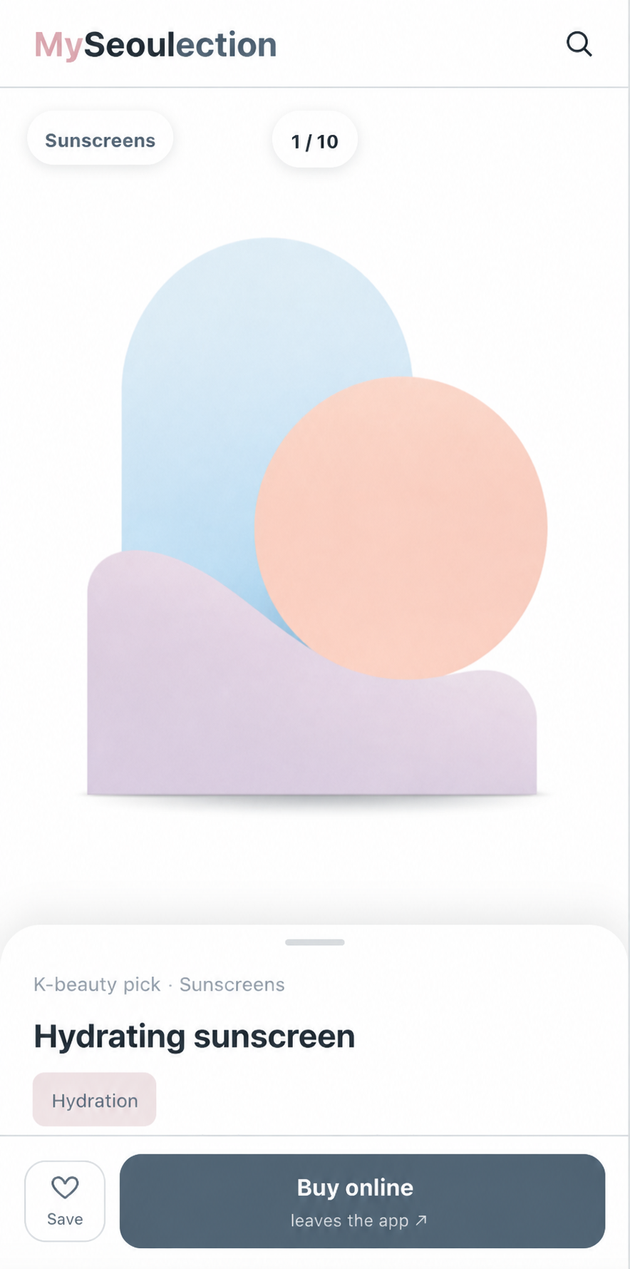 Anonymized My Seoulection recommended product screen