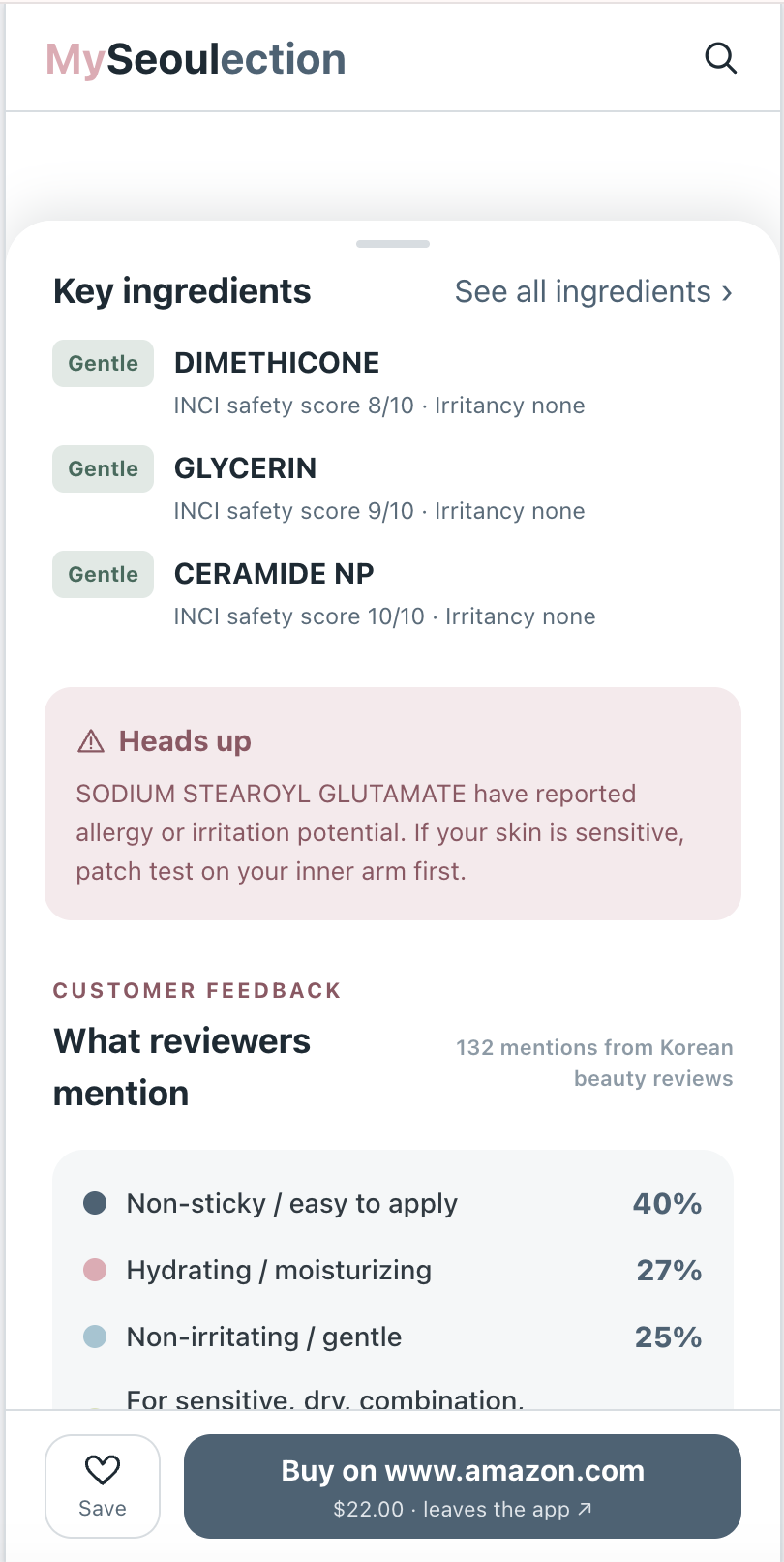 My Seoulection ingredient and review insights