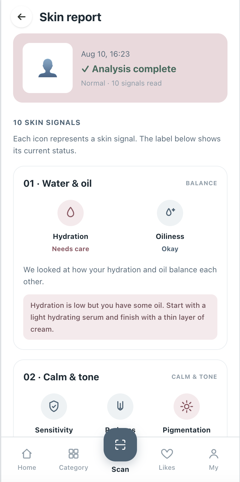 Anonymized My Seoulection skin report